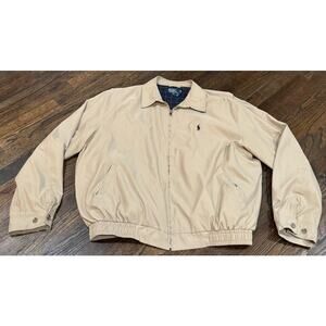 Vintage Polo Ralph Lauren XL Harrington Jacket Beige Plaid Lined Clean VTG